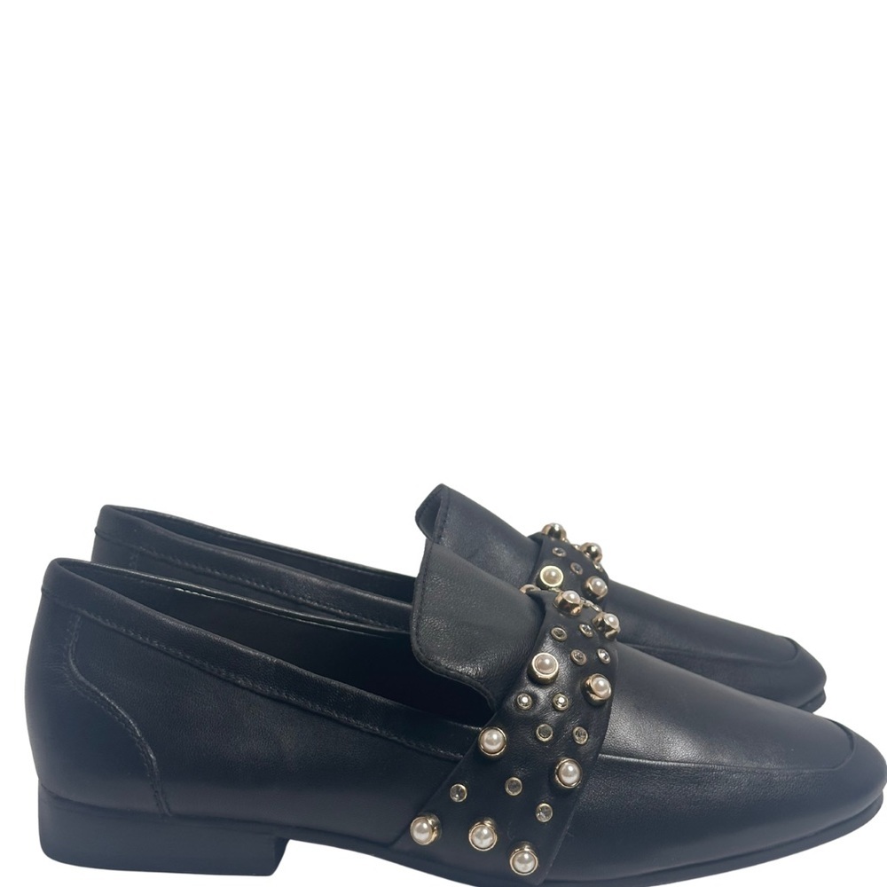 Enzo Angiolini Black Loafers with Silver Studs